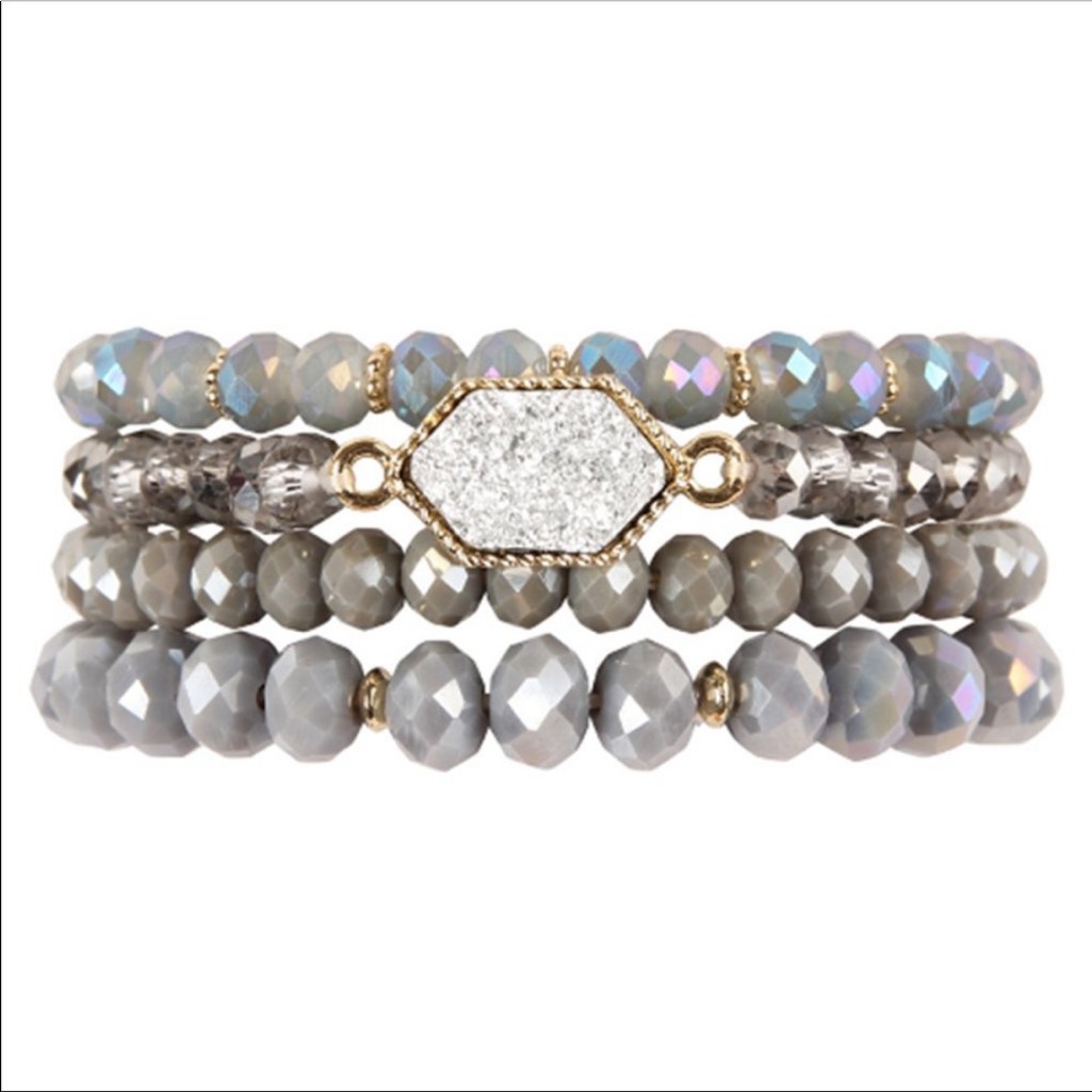 Druzy & Crystal Bracelet Set